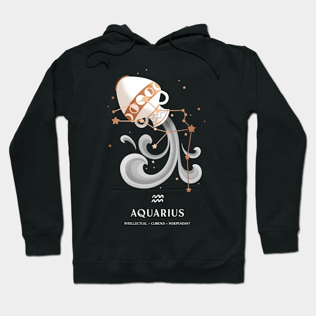 Aquarius Constellation Zodiac Series - White Version Hoodie by paulineberger